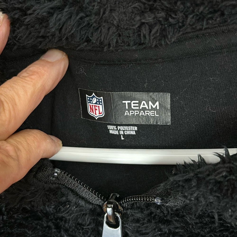 NFL Team Apparel Fuzzy Black Full Zip Carolina Panthers Hoodie Jacket Size Large - Picture 9 of 14